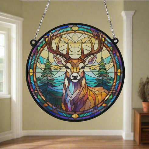 Stag 2 Stained Glass Effect Suncatcher